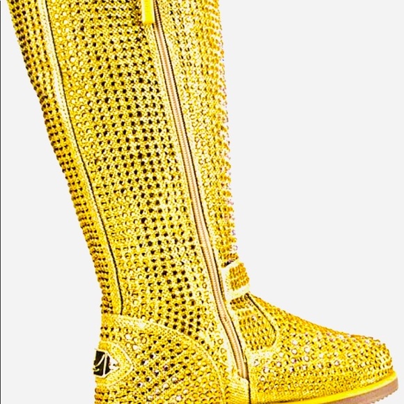 Gold crystal rhinestone boots - Picture 8 of 8